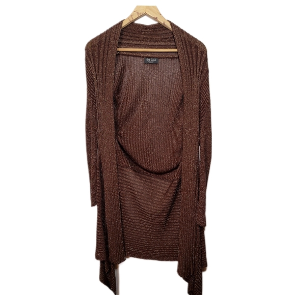 Red Coral Shiny Brown Cardigan - Size  L - Picture 4 of 6